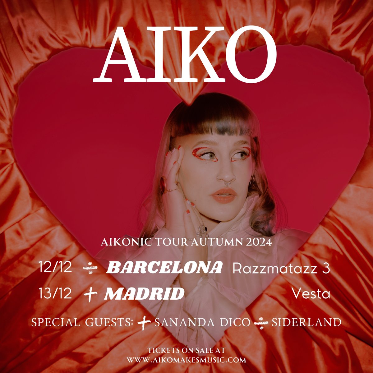 wegowES's tweet photo. ❤️ NO QUEDA NADA ❤️

El "Aikonic Tour" de @aikomakesmusic pasará por España la semana que viene... ¡Con invitad@s especiales!

📆 12/12 en #Barcelona, @RazzmatazzClubs 3
📆 13/12 en #Madrid, Sala Vesta

🎟️ Últimas entradas en Wegow: https://t.co/QFLReAa61o https://t.co/ev7ZyqYDvg