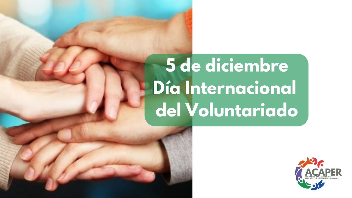 Día Internacional de los Voluntarios.
Comenzó como una celebración internacional por mandato de la Asamblea General de las Naciones Unidas en 1985. Día promover el espíritu del voluntariado. Recordá que podés sumarte a ACAPER como volutario/a.
#diainternacionaldelvoluntario
