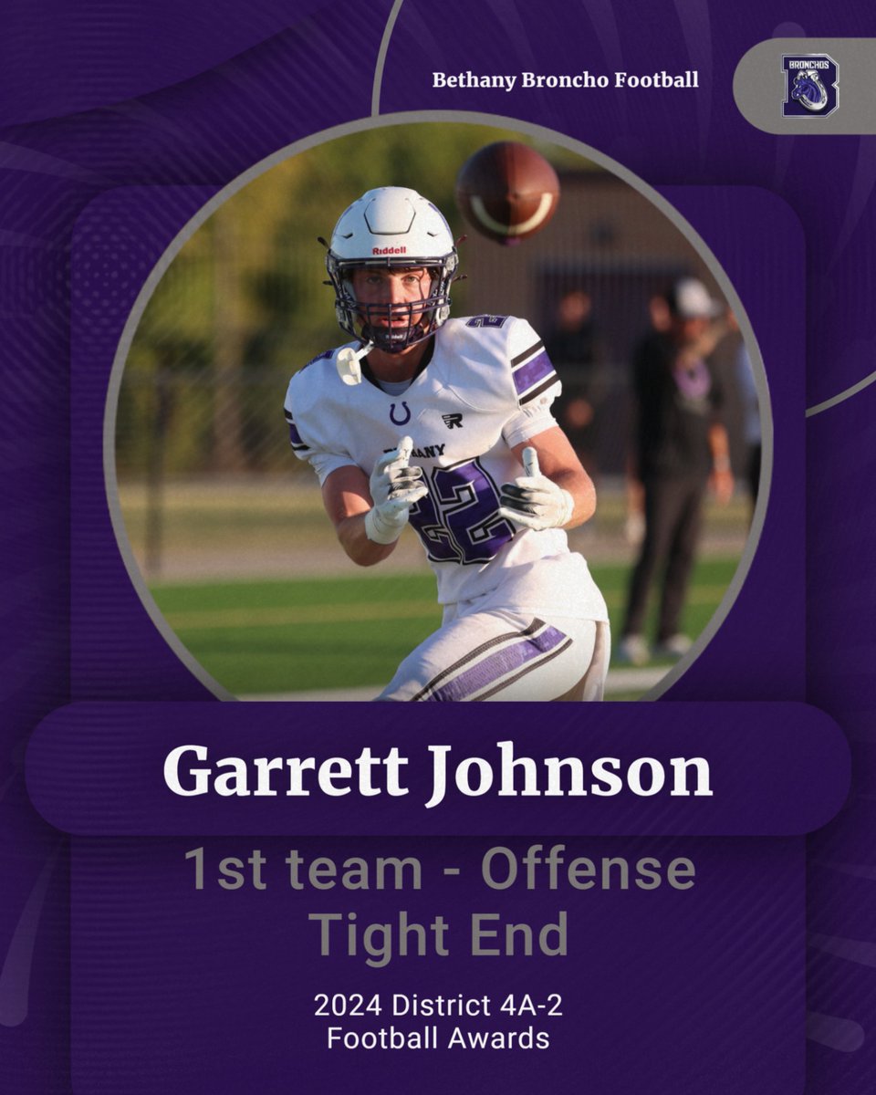 Congratulations to our Bethany Broncho 2024 District 4A-2 football award winners!