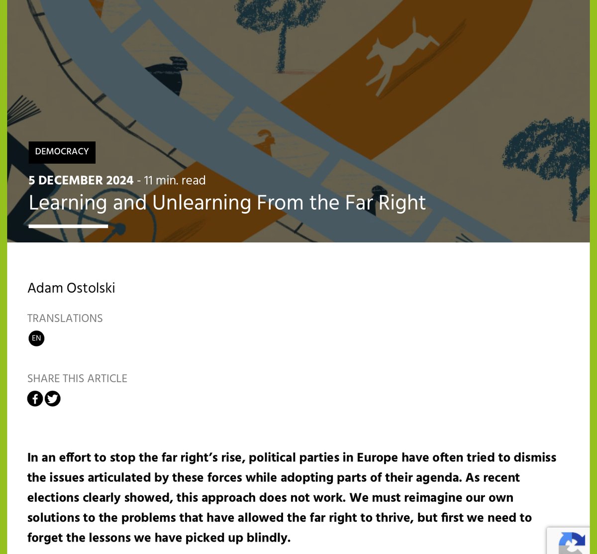 Three lessons that we need to learn from the far right, especially if we don’t really like what we have learned from them already. An essay for <a href="/GreenEUJournal/">Green European Journal</a>
greeneuropeanjournal.eu/learning-and-u… #farright #politics #ecology #migration #identitiypolitics