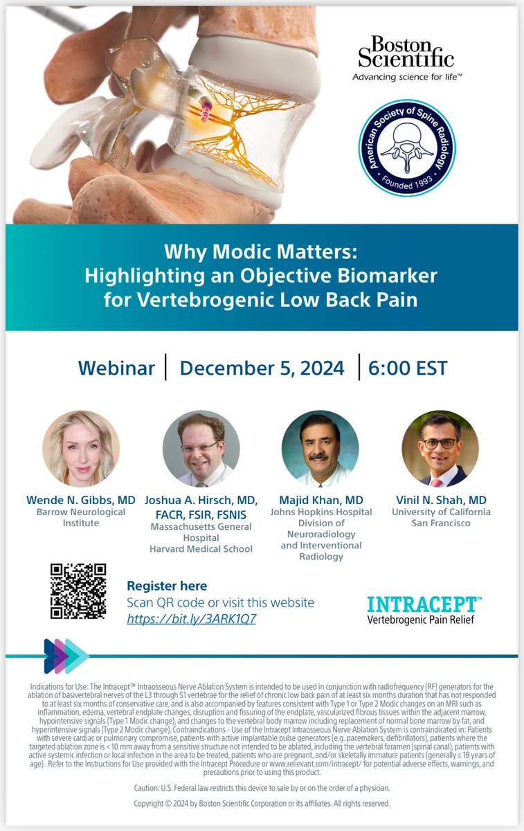 American Society of Spine Radiology (ASSR) (@the_assr) on Twitter photo 📣Why Modic Matters: Highlighting an Objective Biomarker for Vertebrogenic Low Back Pain
💡FREE Registration: bit.ly/3ARK1Q7
See you later today!
🤩<a href="/WendeNGibbs/">Wende Gibbs</a> <a href="/JoshuaAHirsch/">Josh Hirsch</a> <a href="/MajidKhan_spine/">Majid Khan</a> <a href="/vinil_shah/">Vinil Shah</a>
#Spine #Radiology #MedEd 📣Why Modic Matters: Highlighting an Objective Biomarker for Vertebrogenic Low Back Pain
💡FREE Registration: bit.ly/3ARK1Q7
See you later today!
🤩<a href="/WendeNGibbs/">Wende Gibbs</a> <a href="/JoshuaAHirsch/">Josh Hirsch</a> <a href="/MajidKhan_spine/">Majid Khan</a> <a href="/vinil_shah/">Vinil Shah</a>
#Spine #Radiology #MedEd