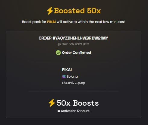 PikachuAIonSol's tweet photo. ⚡️ Boosted 50x for $PIKAI on DEX Screener!

CA: C8YJPdwSAndKQjjUBrrAC2sEEUB8wEZECxN3HBEUpump

Chart: https://t.co/u7XSMJ2mau https://t.co/qtofBH5fwR