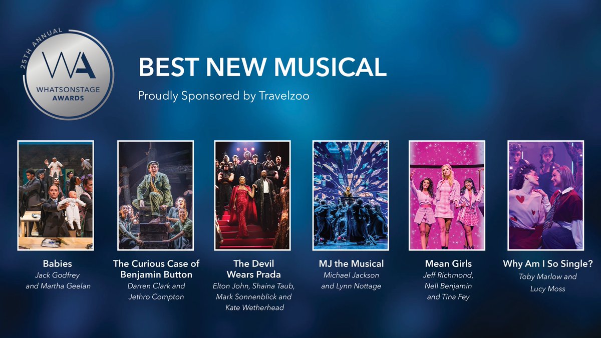 The #WOSAwards nominees for Best New Musical are...

▪️ Babies
▪️ The Curious Case of Benjamin Button
▪️ The Devil Wears Prada
▪️ MJ the Musical
▪️ Mean Girls
▪️ Why Am I So Single?

Vote for your favourite: whatsonstage.com/news/voting-ha…