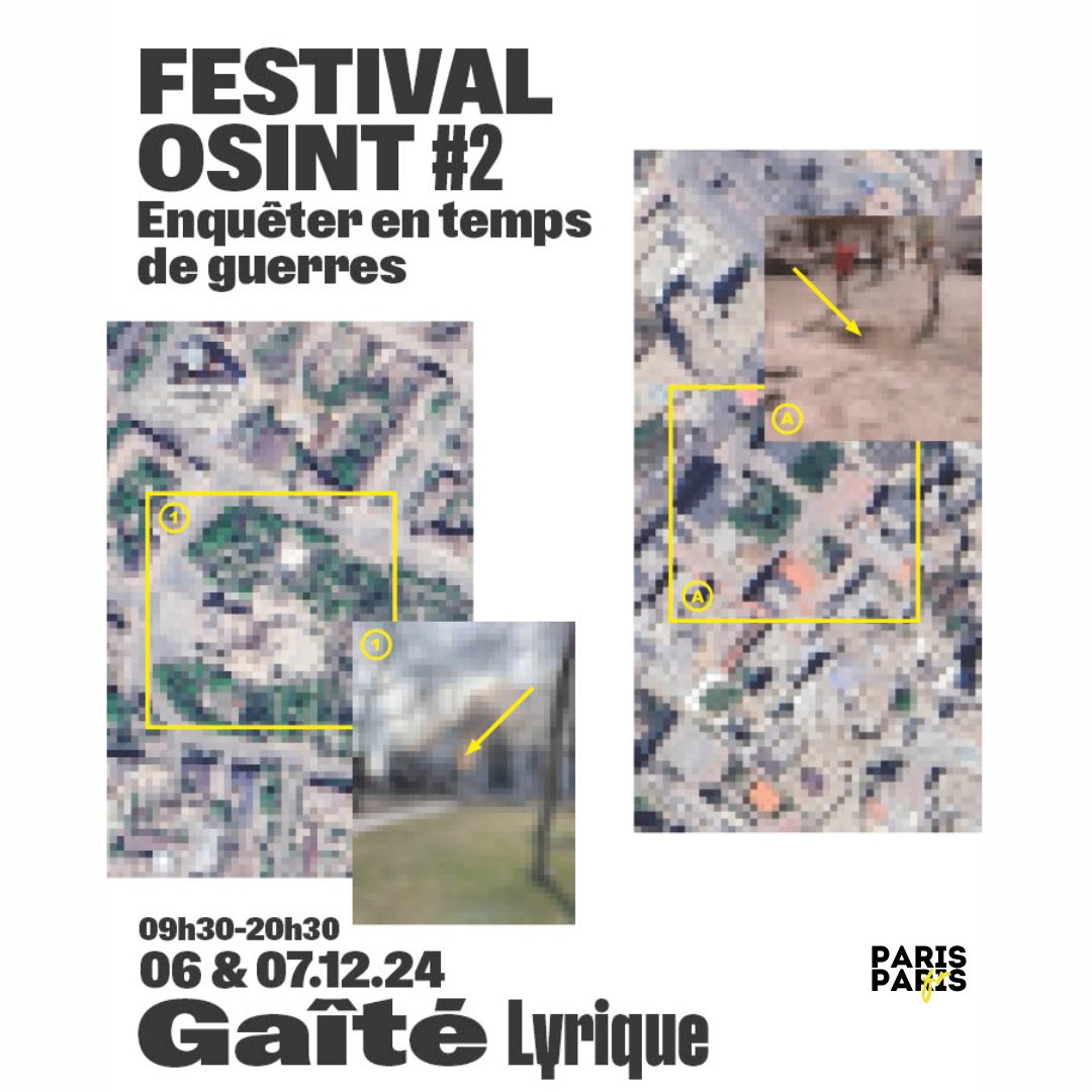Paris Paris (@parisparisfr) on Twitter photo Le Festival #OSINT (Open source intelligence) aura lieu les 6 et 7 déc. 2024 à la <a href="/gaitelyrique/">La Gaîté Lyrique</a>. Les enquêtes menées à partir de sources accessibles au public relèvent d'un journalisme d'investigation qui se situe à la croisée du cinéma documentaire et de l'activisme. Le Festival #OSINT (Open source intelligence) aura lieu les 6 et 7 déc. 2024 à la <a href="/gaitelyrique/">La Gaîté Lyrique</a>. Les enquêtes menées à partir de sources accessibles au public relèvent d'un journalisme d'investigation qui se situe à la croisée du cinéma documentaire et de l'activisme.