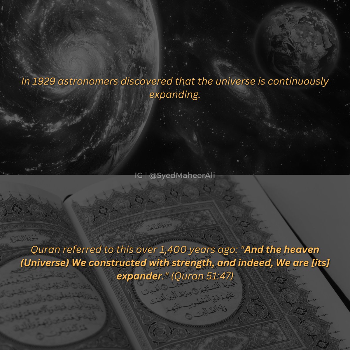 SyedMaheerAli's tweet image. How could a man in the deserts of Arabia, who couldn’t read or write, know these things unless the knowledge came from the One who created everything?

#Islam #islamicmessagingsystem #ProofsOfDivinity #Science #universe