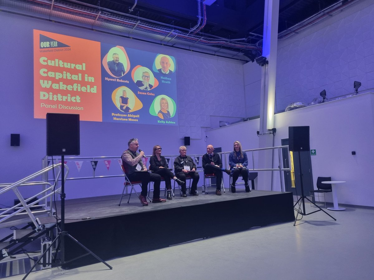 Thought provoking panel discussing Cultural Capital in Wakefield District with <a href="/DrabigailHarris/">Abigail Harrison Moore</a>, <a href="/theartcriminal/">Susan M Coles</a>, <a href="/HYWEL_ROBERTS/">HYWEL ROBERTS😀🦈</a>, <a href="/HendalPS/">Hendal Primary School</a> and Nathan Heath. We need critical curious thinkers for the future <a href="/OurYear2024/">OurYear2024</a> #OurYear2024