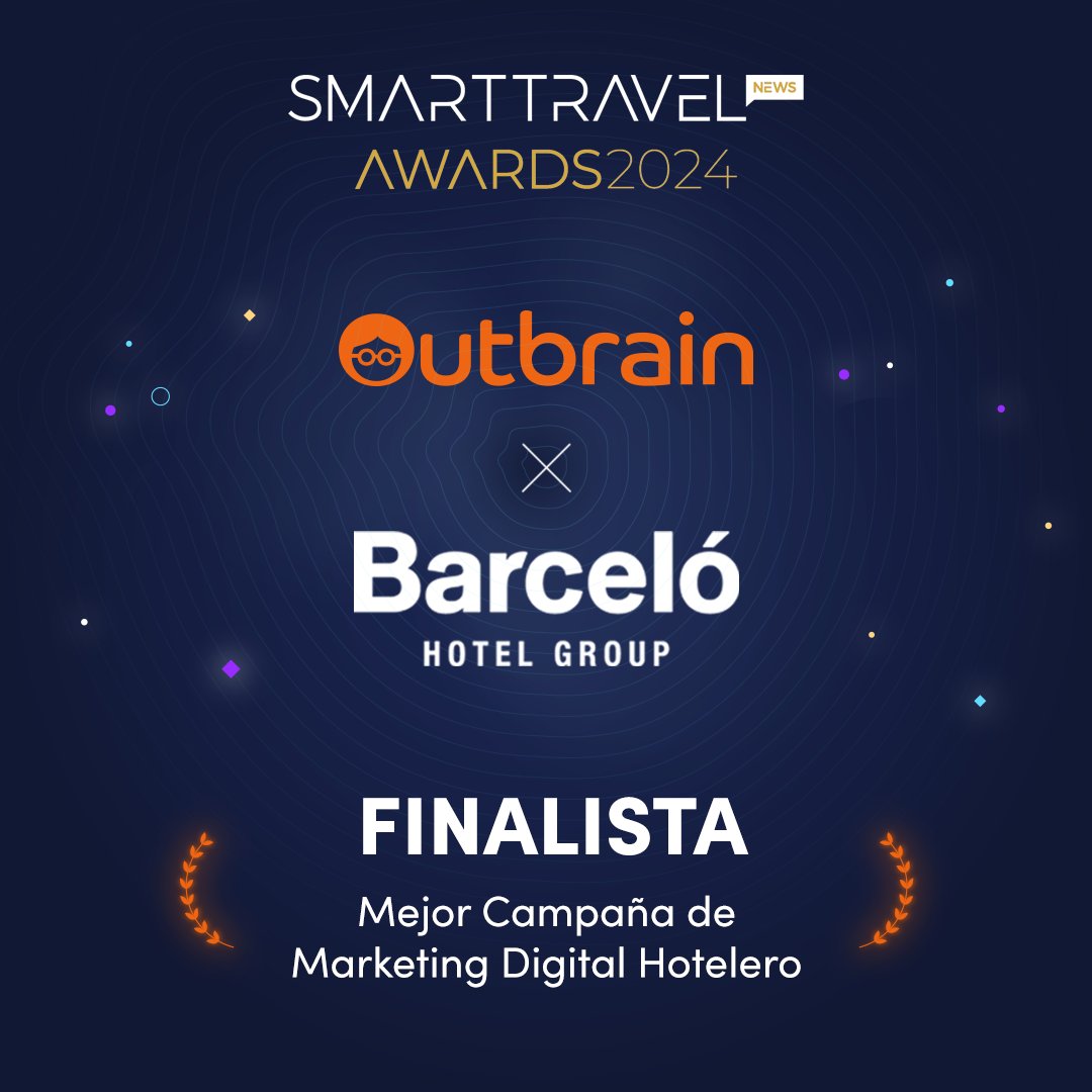 Nos llena de orgullo compartir que la innovadora campaña de <a href="/barcelohoteles/">Barceló Hotel Group</a> junto a <a href="/jakala_iberia/">JAKALA Iberia</a> y Outbrain ha sido nominada a los <a href="/SmartTravelNews/">Smart Travel News</a> Awards 2024 en la categoría de Mejor Campaña de Marketing Digital Hotelero. outbra.in/3VxRdIU