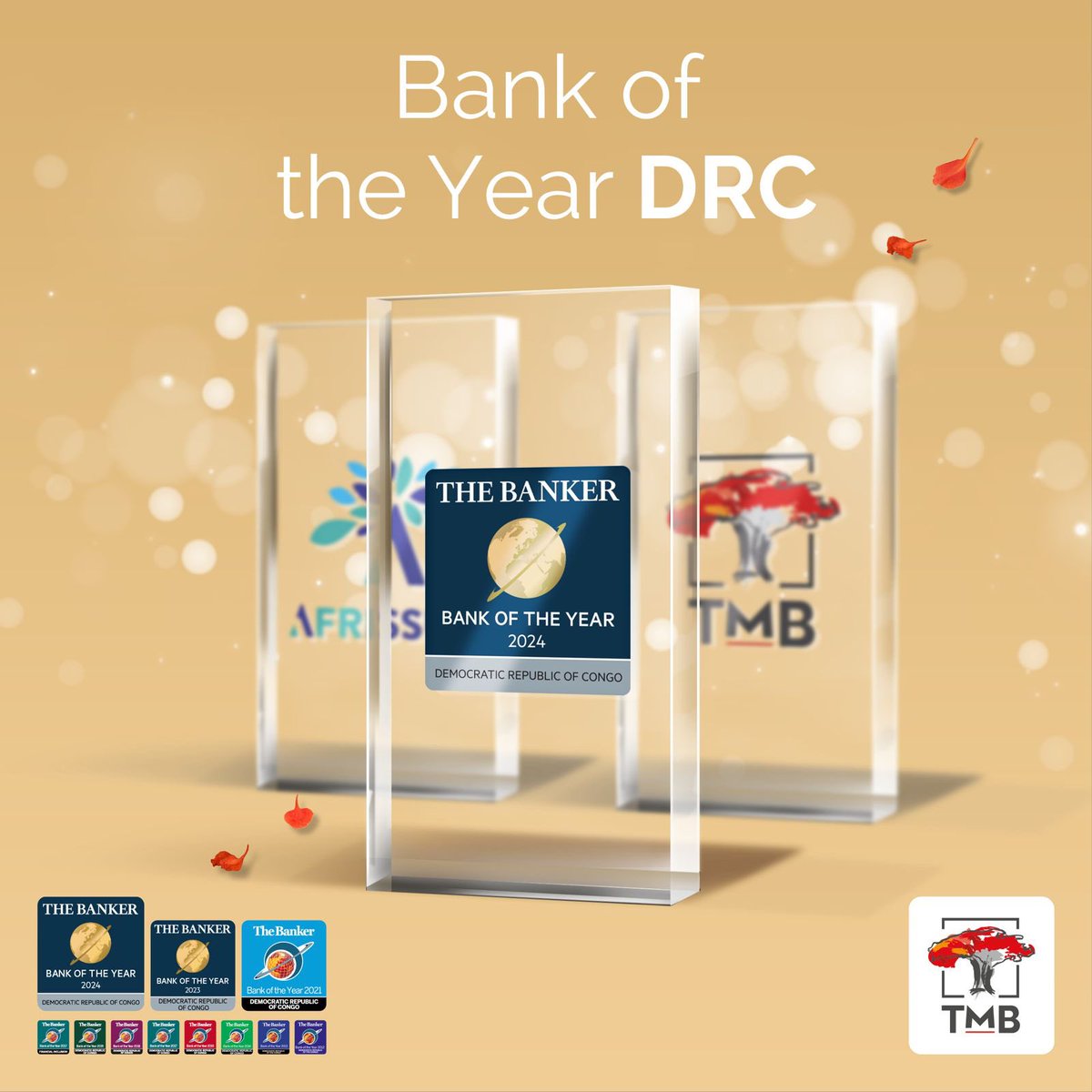 TMB_CD's tweet photo. Nous sommes honorés de recevoir le prestigieux prix de Banque de l’Année en #RDC décerné par @TheBanker - marquant un record de 10 victoires! 🏆 #BankoftheYear #BanquedelAnnée  #Congo https://t.co/ROg2LWCPj3