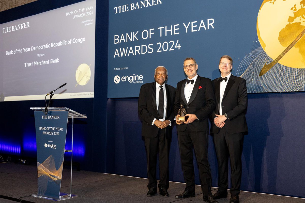TMB_CD's tweet photo. Nous sommes honorés de recevoir le prestigieux prix de Banque de l’Année en #RDC décerné par @TheBanker - marquant un record de 10 victoires! 🏆 #BankoftheYear #BanquedelAnnée  #Congo https://t.co/ROg2LWCPj3