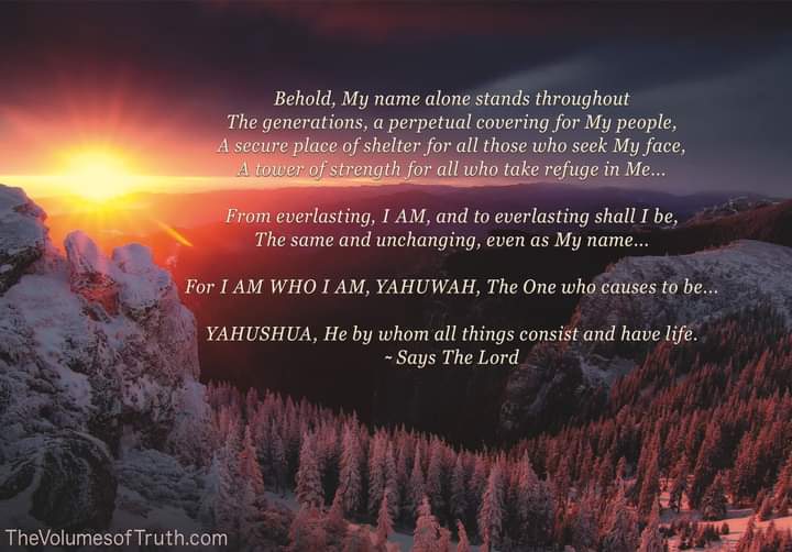 TheTimeHasCome7's tweet image. 📖 Excerpt from "Proclaim The Name of The Lord": thevolumesoftruth.com/Proclaim_The_N…

▶  Video - Section 1 of 2: "SHOUT MY NAME ALOUD AND WITHHOLD NOT!": youtube.com/watch?v=Mwj7qi…

#lettersfromgod #sacrednames #thevolumesoftruth #proclaim #nameofgod #repentance #yahuwah #god #yahushua #jesus