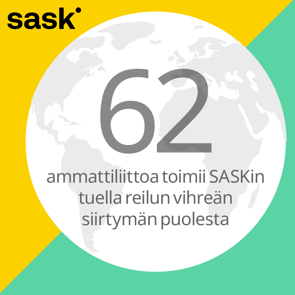 Jo 62 SASKin tukemaa ammattiliittoa toimii maailmalla oikeudenmukaisen #VihreäSiirtymä'n puolesta. Kaksi vuotta sitten niitä oli neljä. 

Ymmärrys ja valmius toimia ilmastokysymyksissä työntekijöiden hyväksi kasvaa huimaa vauhtia. Tästä on hyvä jatkaa! #OikeudenmukainenSiirtymä