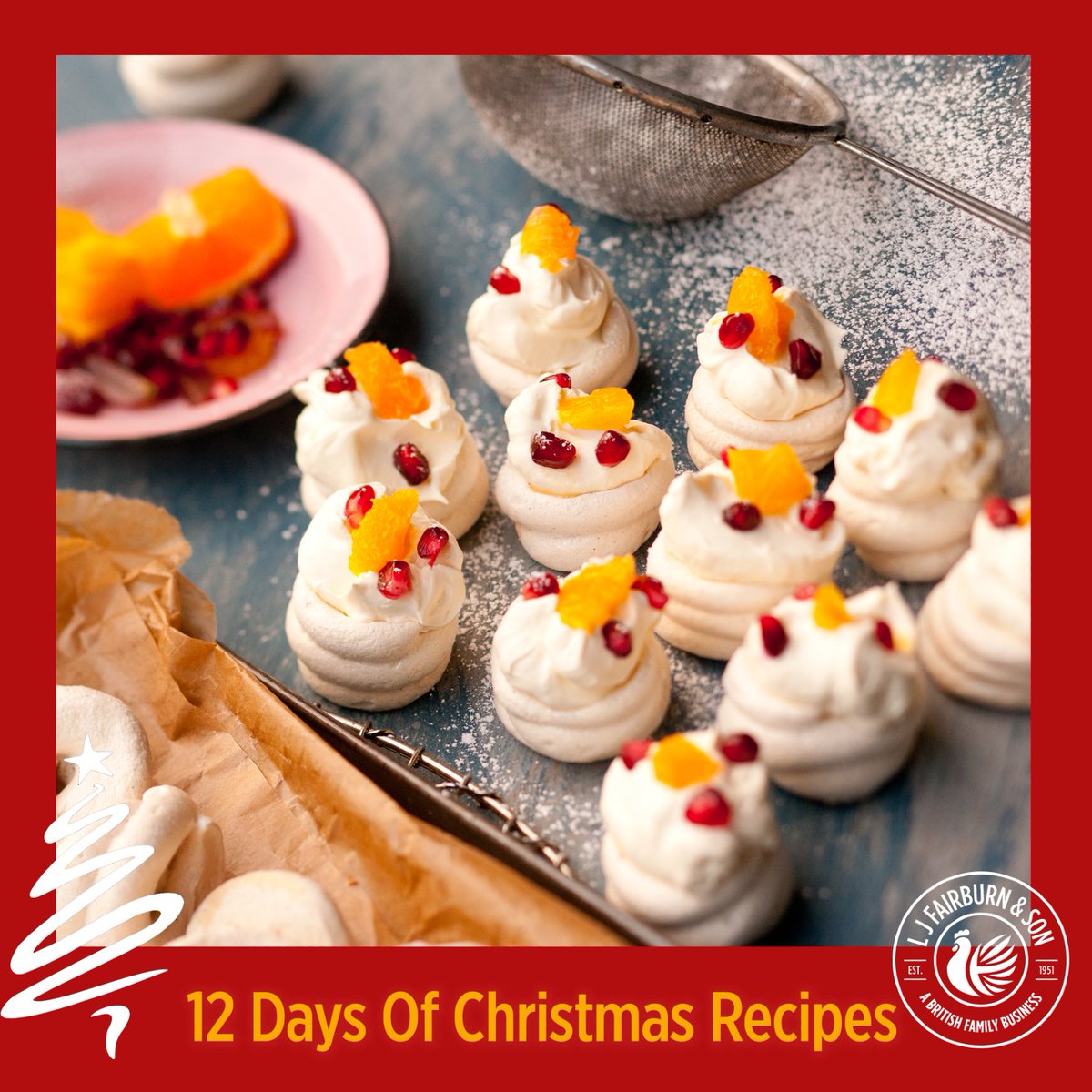 12 Days of Christmas Recipes - Day 5 🎄🍴🧑‍🍳

Mini Cinnamon Pavlovas with Clementine and Pomegranate - Sweet little nibbles, perfect for parties.

fairburnseggs.co.uk/our-recipes/co…