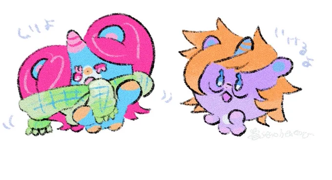 マフラーを巻くのが苦手なココちゃんと、 マフラーを貸してくれたフランちゃん #キャラサイ #今日のココユニちゃん