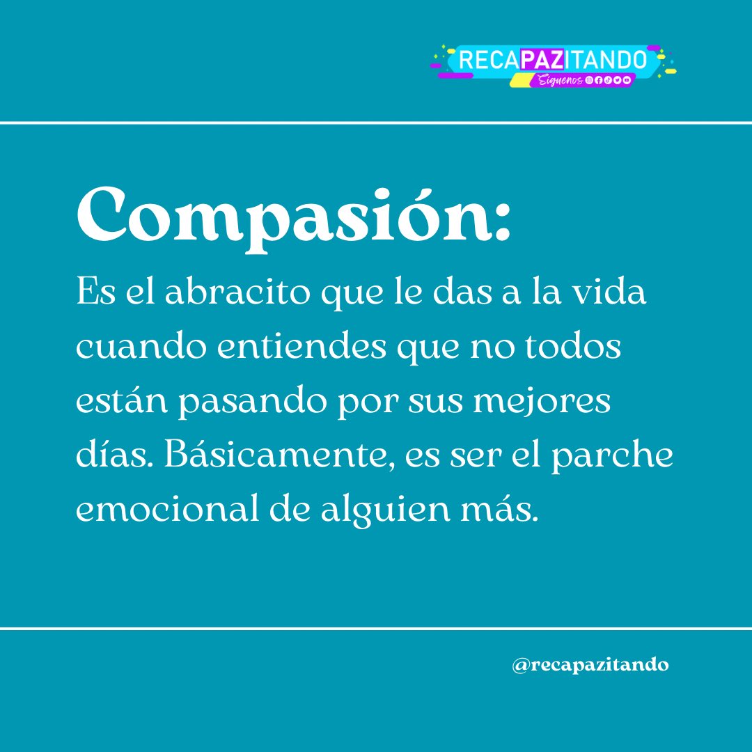 recapazitando's tweet photo. 💙 La compasión nos conecta 💙

Es ese abracito invisible que ofrecemos cuando entendemos que no todos están en su mejor momento. Un acto sencillo, pero poderoso, que nos convierte en el parche emocional que alguien más necesita. 🌟

#Compasión #Humanidad #Recapazitando https://t.co/CUAcVxame2