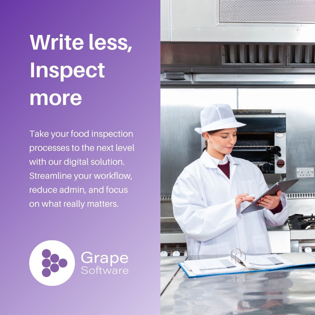 grape_software's tweet image. 📝  Imagine spending less time on paperwork and more time on what really matters - ensuring food safety.

🍇 More info on our new website: buff.ly/4i2Wt04

#FoodSafety #EHOs #DigitalTransformation #GrapeINSPECT #LocalAuthorities #DigitalTransformation #FoodInspection