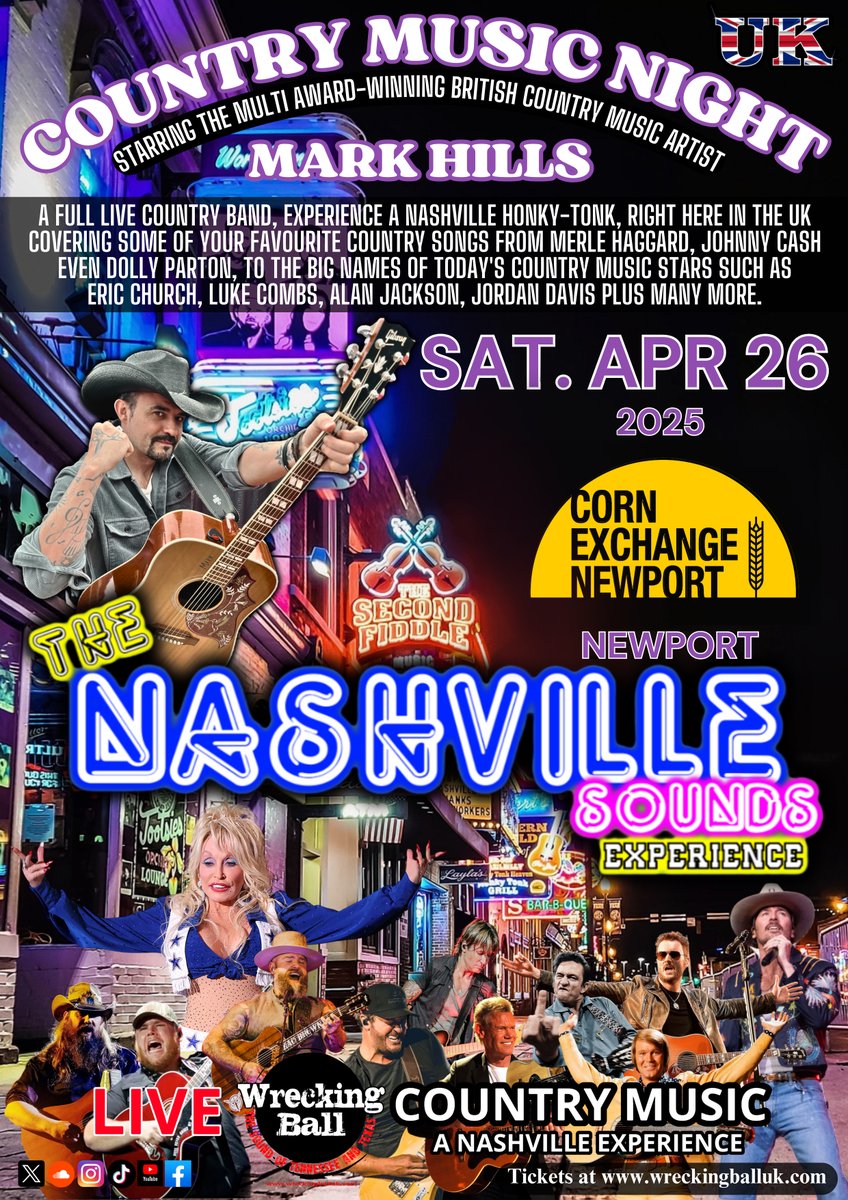 Corn Exchange, Newport (@cornexchangenpt) on Twitter photo JUST ANNOUNCED 🌽
Multi award winning UK Country singer, Mark Hills, together with his band <a href="/0WreckingBall0/">Wrecking Ball Band</a> will transport you on a journey to the home of country music - Nashville. Tickets are on sale now to join us next April 26th, grab yours. ⚡️
🎟️ bit.ly/NashvilleSound… JUST ANNOUNCED 🌽
Multi award winning UK Country singer, Mark Hills, together with his band <a href="/0WreckingBall0/">Wrecking Ball Band</a> will transport you on a journey to the home of country music - Nashville. Tickets are on sale now to join us next April 26th, grab yours. ⚡️
🎟️ bit.ly/NashvilleSound…
