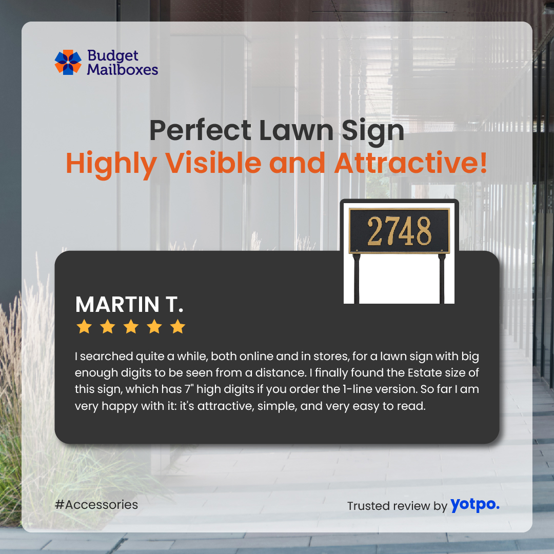 BudgetMailboxes's tweet photo. Listen to Martin 📷 

Highly visible, stylish, and easy to read—our lawn signs are the perfect addition to your home 

Buy Now at: https://t.co/8zcXjNjhBH… 

#HomeAccessories #LawnDecor #PerfectSign #BudgetMailboxes #CustomerLove #CustomerTestimonials #HappyMailboxes #Mailbox https://t.co/XnunSOMj31