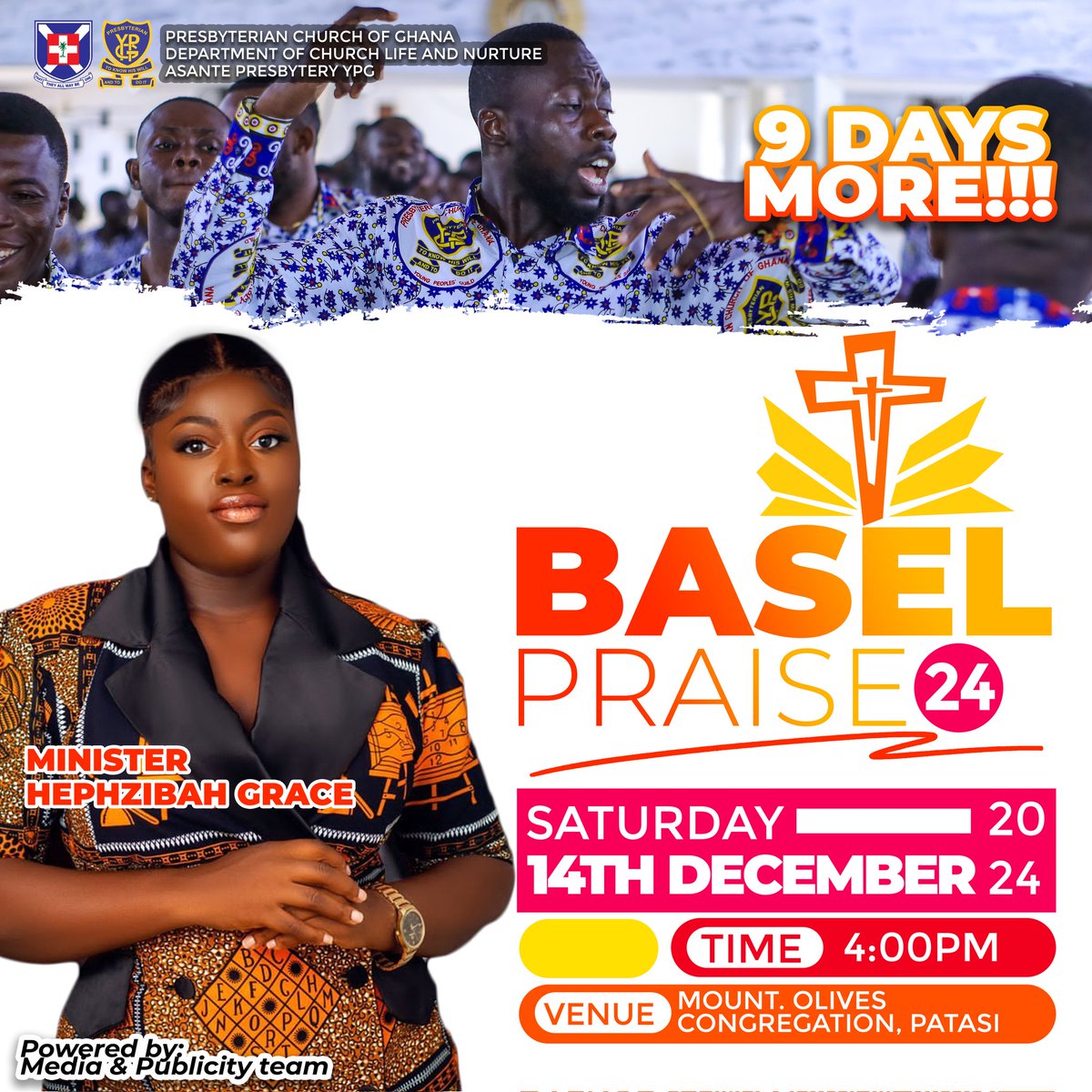 AsanteYPG's tweet photo. Are you ready????🕺💃💃🕺
It is time to praise the Lord with our songs of praise and the beauty of our worship🥳🥳🥳🥳
Let's meet at Patasi for BaselPraise 2024🤩🤩🤩🤩

#BaselPraise2024
#AyeyieNkoaa
#AsanteYPG https://t.co/i37RUQKjfQ