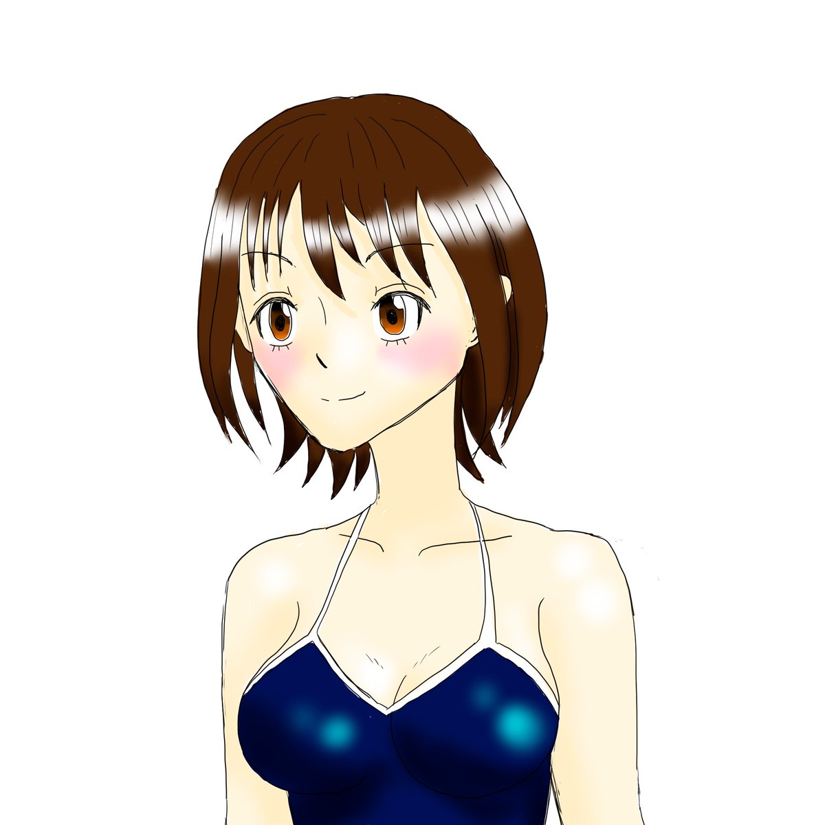 Yabumibf's tweet photo. 久しぶりにプール行った記念で由紀子にスクール水着を着せました。
旧スク水だと世代が合わないので新スク水のですよ！…え？ジェンダーレス水着？詳しく教えて？
#高岡由紀子 #ブルリフS #BLUEREFLECTIONSUN https://t.co/moeQ01bW1i