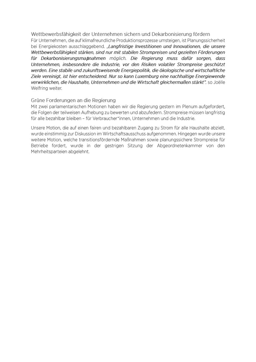 Wéi wäerte sech den halbéierte Stroumpräisdeckel an déi nei Tarifstruktur bei de Stroumnetz-Käschten op d’Leit an d’Betriber auswierken? Och no der Kommissiounssëtzung vun haut de Moie bleiwe vill Froen onbeäntwert! 👉 greng.lu/aktualiteit/ei…