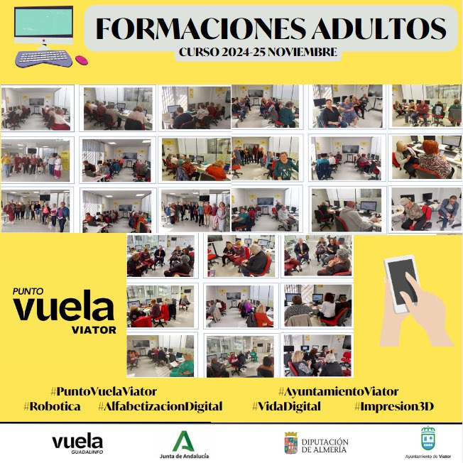 SIN BARRERAS CON LAS TICS - GRUPOS FORMACIÓN ADULTOS - NOVIEMBRE 2024
#PuntoVuelaViator #ayuntamientoviator #VidaDigital #AprenteTICS #Robotica #Impresion3d #AlfabetizaciónDigital #PVuela24