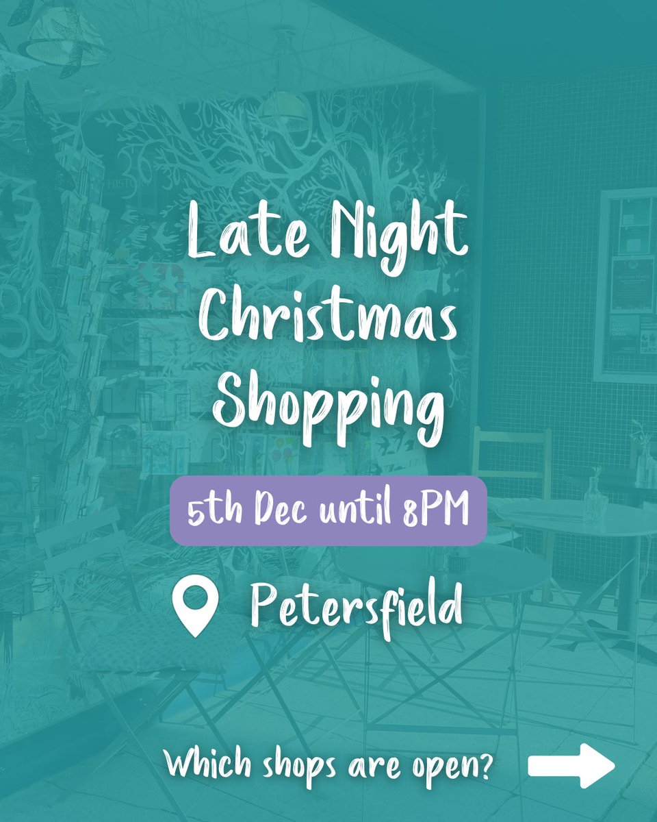 morePetersfield's tweet photo. TONIGHT! Don't forget to support your local independent businesses this evening for the Late Night Shopping event in Petersfield 🎄 

📍Petersfield, Hampshire
⏰ 5th Dec - until 8PM https://t.co/yaxVV1sQo2