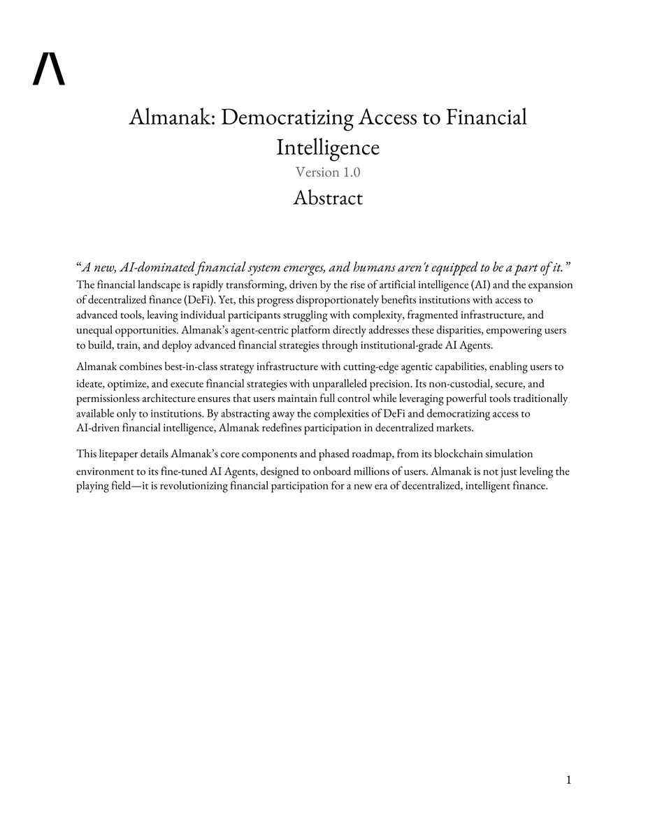 almanak's tweet image. Today, we’re introducing the Almanak Litepaper: