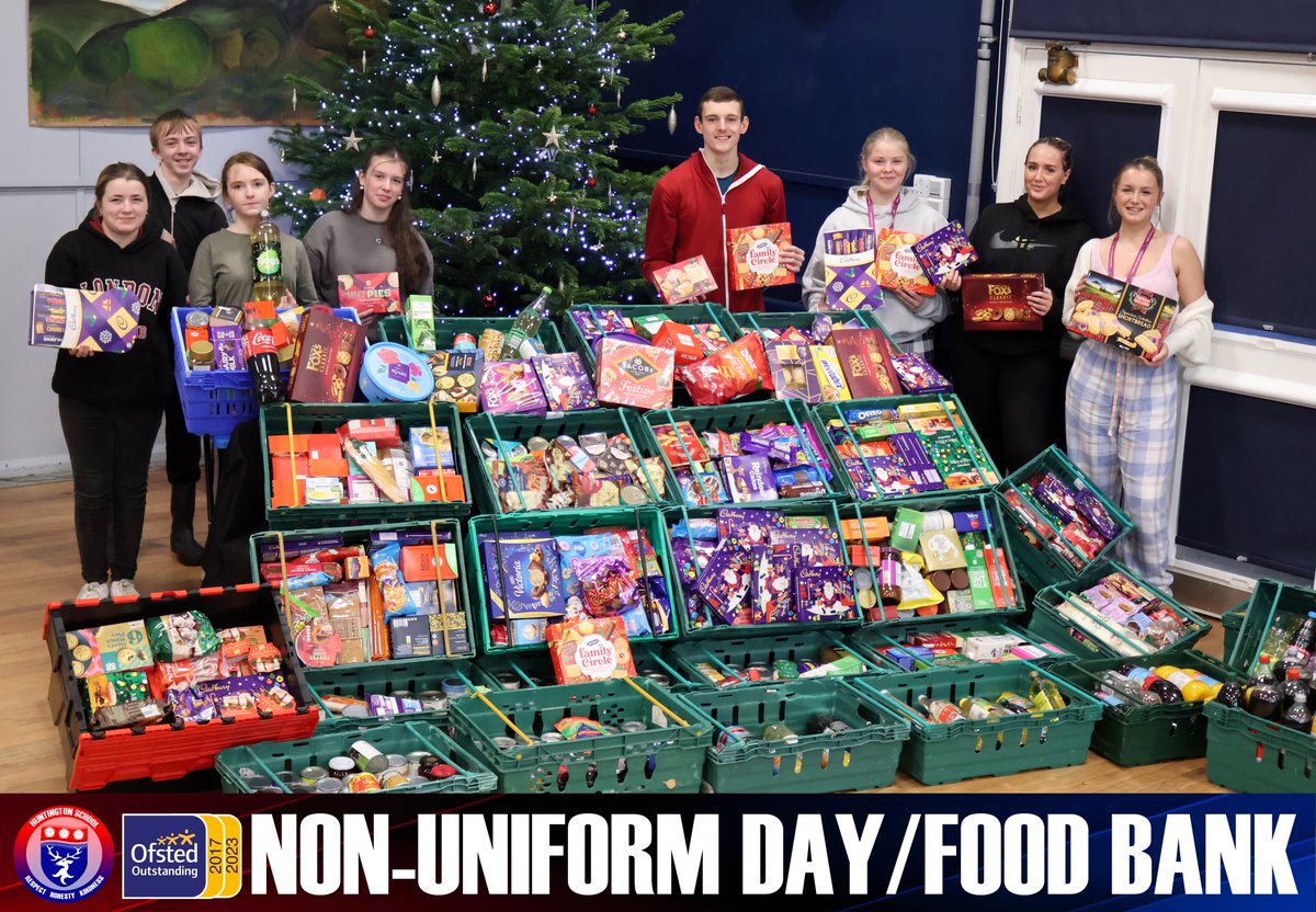 HuntingtonYork's tweet photo. We are sincerely inspired by the incredible generosity of our students and staff!
We gathered 57 packed crates, weighing an estimated 855 kg, to be sent to York Foodbank.
6th Formers went the extra mile, coming in pyjamas 
Thank you All!
#york #Christmas #foodbank #generosity https://t.co/uKVzGzJvTU