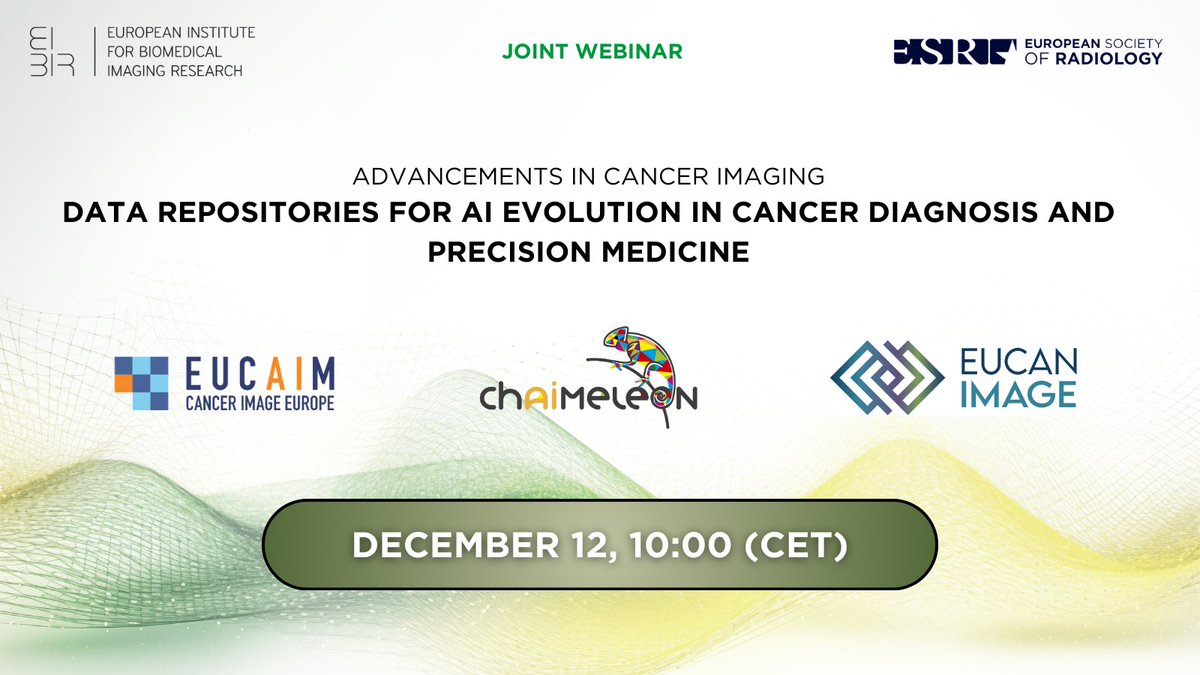 🎉 1 Week to Go! 🚨The #countdown has begun for the ESR-EIBIR Joint Webinar on Advancements in Cancer Imaging! ✨
👉 Register now: connect.myesr.org/course/data-re…
ℹ️ For more information: eibir.org/research/4301/
✅ CME accredited
<a href="/myESR/">myesr</a> <a href="/chaimeleon_eu/">CHAIMELEON</a> <a href="/EuCanImage/">EuCanImage</a> #EUCAIM