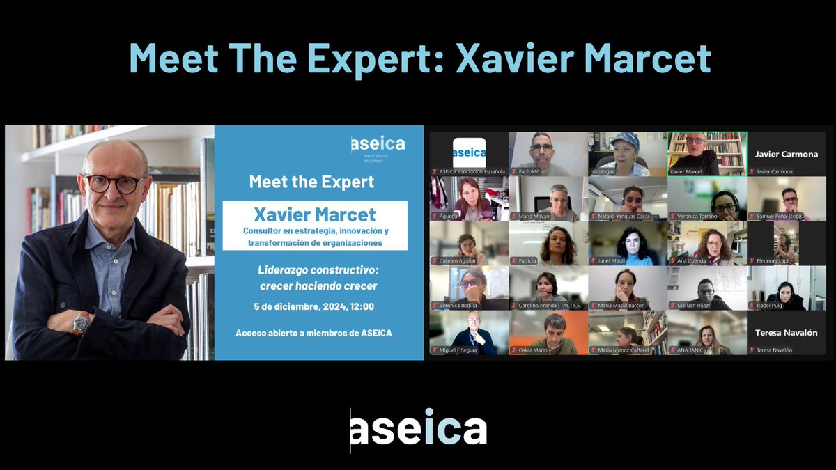 ASEICAnews's tweet photo. 📍@XavierMarcet protagoniza el último Meet The Expert del año de ASEICA

Bajo el título “Crecer haciendo crecer”, Marcet ha desgranado algunas claves para ejercer un liderazgo constructivo, que requiere de pasión y esfuerzo.

¡Gracias por una charla tan inspiradora!

#ASEICA4You https://t.co/GYqlbNdNdn