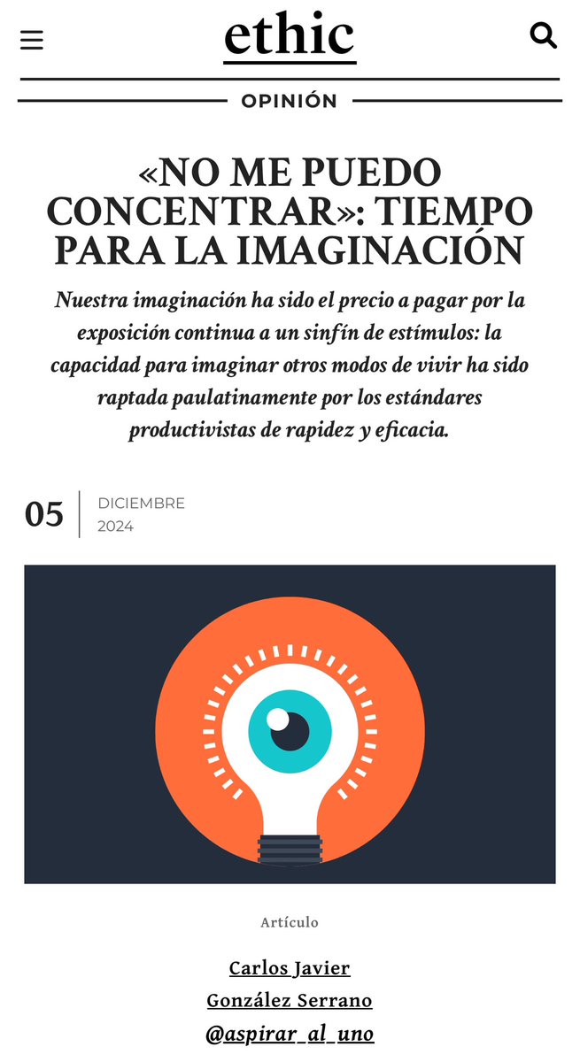 La imaginación es política porque discute las certezas de los poderes constituidos. Sin imaginación nos condenamos a repetir el relato de otros. A ser imaginados por otros. Nuestra libertad se juega hoy en poder imaginar(nos) más allá de nuestros yugos. bit.ly/4ijfQlL