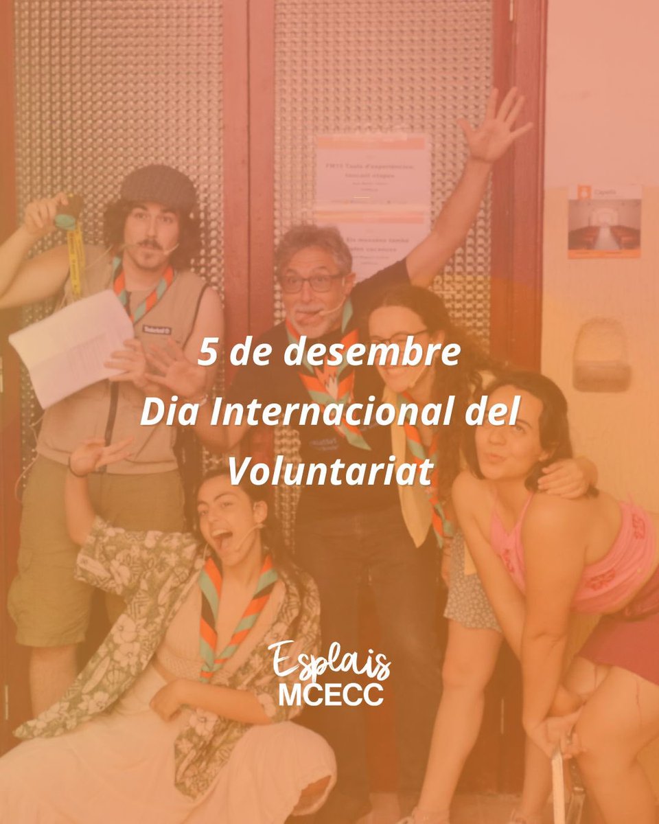 esplaisMCECC's tweet photo. Avui, Dia Internacional del Voluntariat, celebrem a totes les persones que dediquen el seu temps, energia i cor a fer del món un lloc millor. 💖 https://t.co/KfJVjuYor7