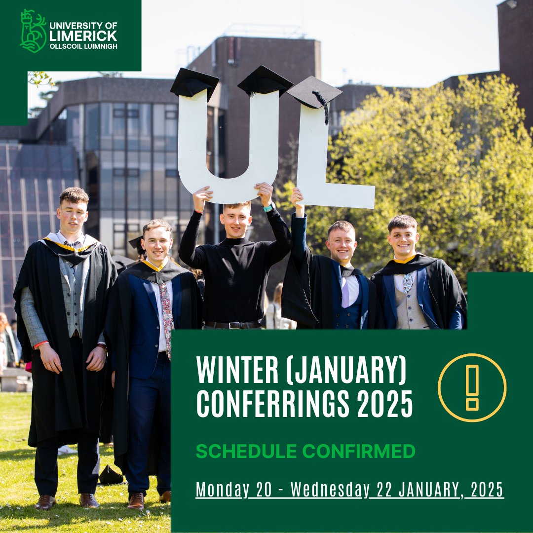The Winter (January) 2025 conferring schedule is now available on our website! 🎓👏

Check it out at the link in our bio 🔗

The Ceremonies Office will contact all students due to graduate next week. Please monitor your email accounts! 📧

#ulgraduations #studyatul