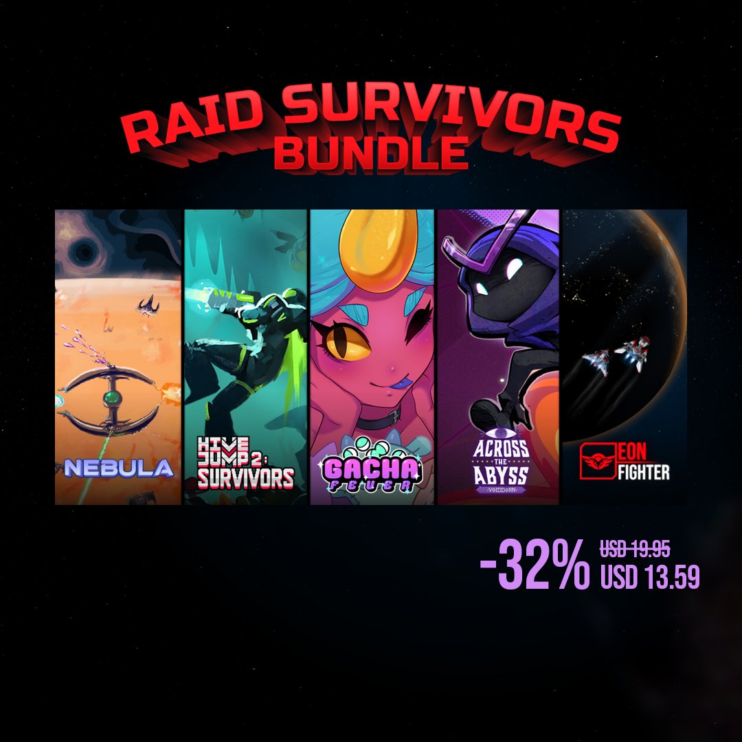 PixelHound_'s tweet photo. Is it humble to say we are in a Bundle?  

Well we are now part of Raid Survivor Bundle. We banded together with a couple developer to deliver this bundle focused on Vampire Survivor likes games!   

Go check it out on steam! https://t.co/cXXoxI1Ne7