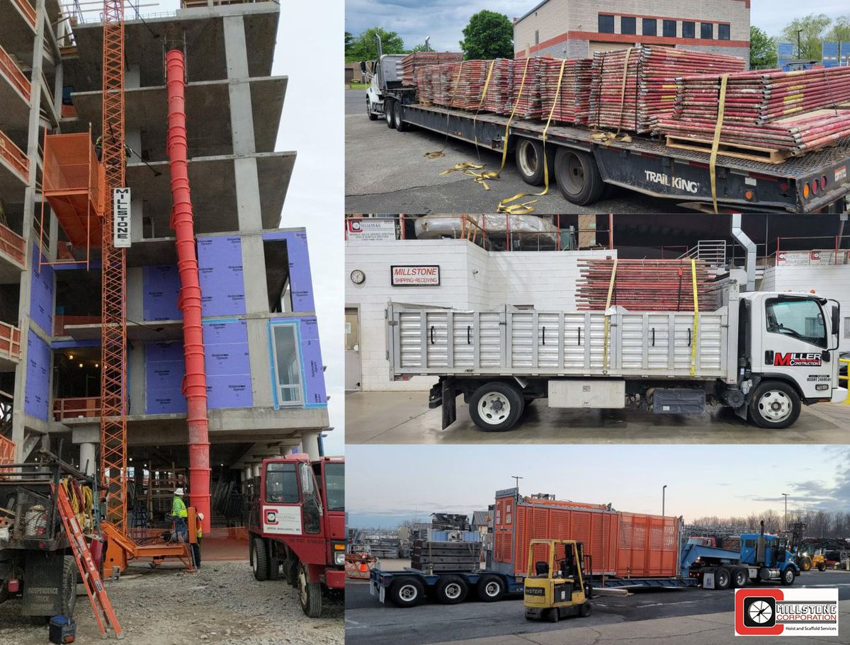 MillstoneCorp's tweet photo. Construction Hoists, Scaffolding and/or Debris Chutes, Millstone stands ready to deliver throughout the Mid-Atlantic Region! https://t.co/K3Ynrtrpmh