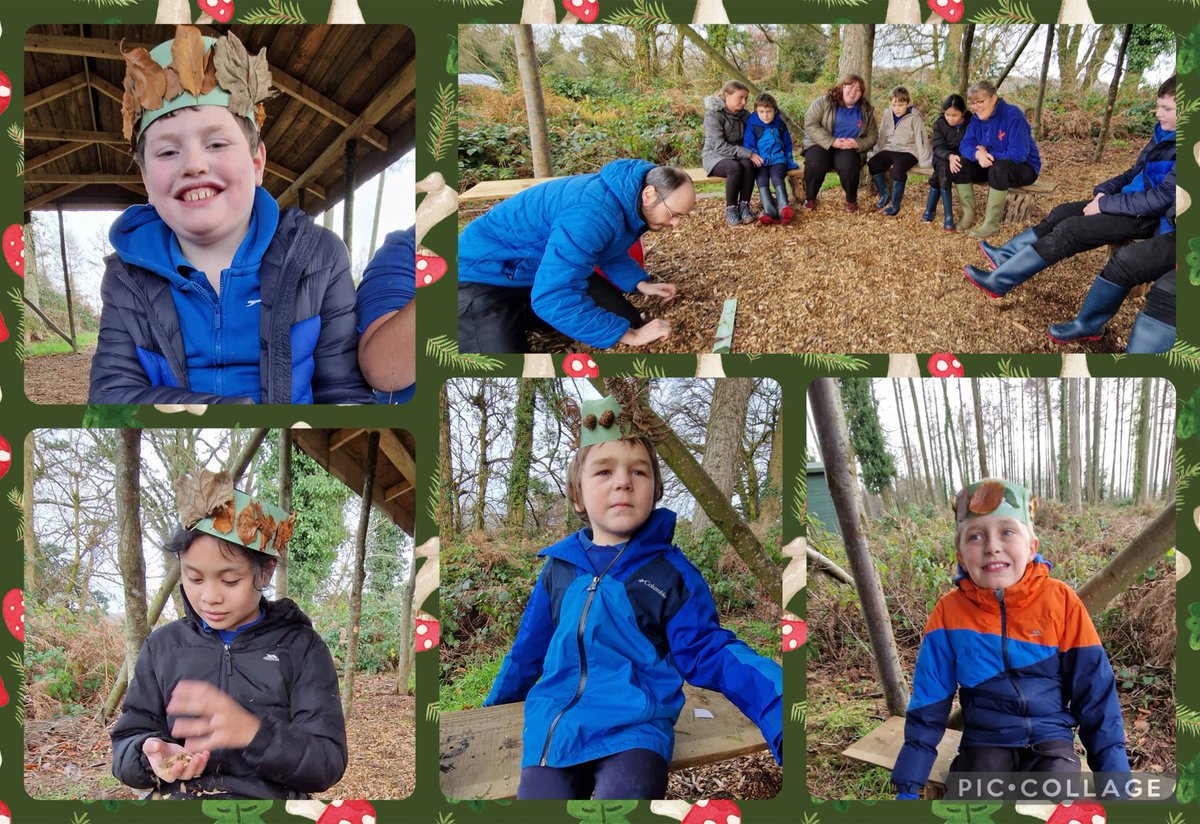 Pupils from Dosbarth Barri (SRB) enjoyed their first 'Welly Wednesday' session in Buckholt Woods this week. The pupils made natural crowns. We are very grateful to Buckholt Bryngaer CIC for offering us use of their shelter.