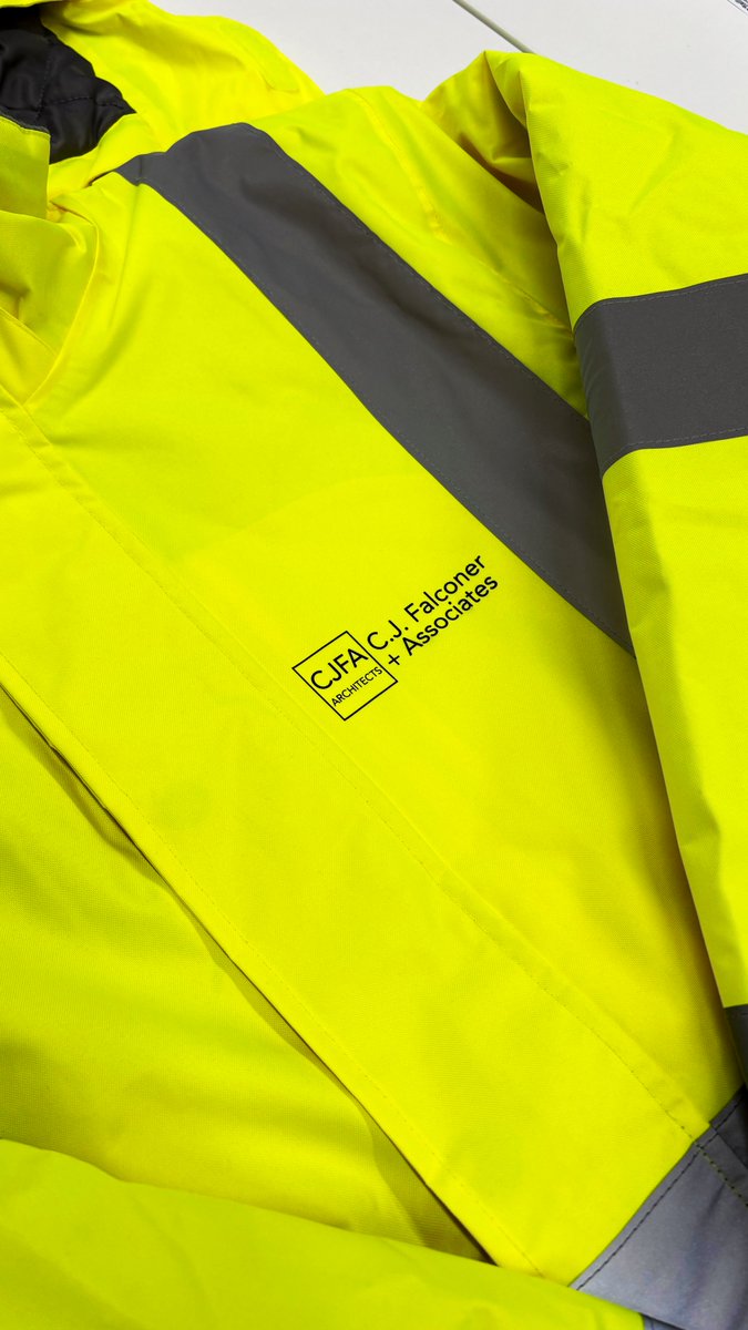 CJFAArchitects's tweet photo. We recently rolled out a line of refreshed PPE, including new branded helmets, and hi-vis vests and winter-coats – alongside the introduction of new embroidered workwear jackets and gilets – available for the CJFA Team, as we continue to deliver a range of projects on sites throughout Ireland.