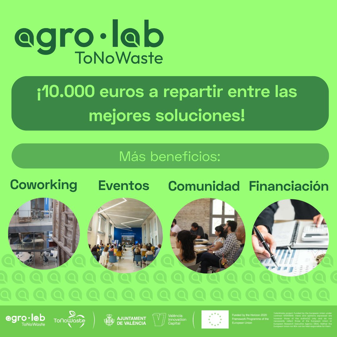TE BUSCAMOS 🫵 ¿Tienes una idea, o proyecto ya más desarrollado, para prevenir/reducir el desperdicio de alimentos? 
🌾Únete a nuestra aceleradora #AgroLab hasta el 16/12, consigue beneficios y únete a la revolución.
👇Infórmate e inscríbete
agrolab.valenciainnovationcapital.com