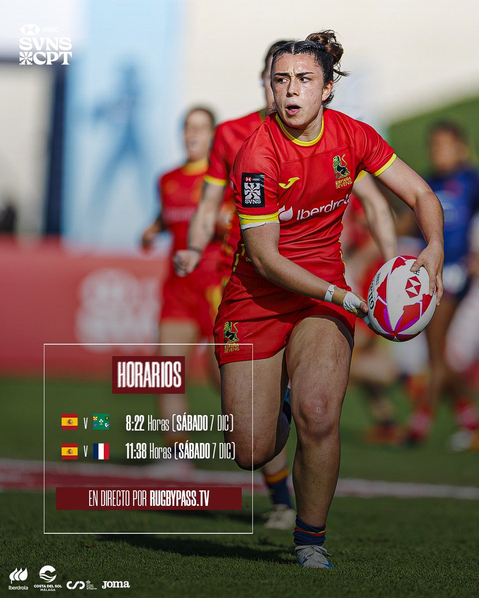 ferugby's tweet photo. 𝐇𝐎𝐑𝐀𝐑𝐈𝐎𝐒 @CapeTown7s 📌 

Sigue a nuestras #Leonas7s en el segundo torneo de las @SVNSSeries 24/25. 

📺 En directo por https://t.co/sccJfN7IVH 

¡Vamos! 🦁🇪🇸 

#LoQueNosUne | #Leonas7s https://t.co/zRY8L4qfXs