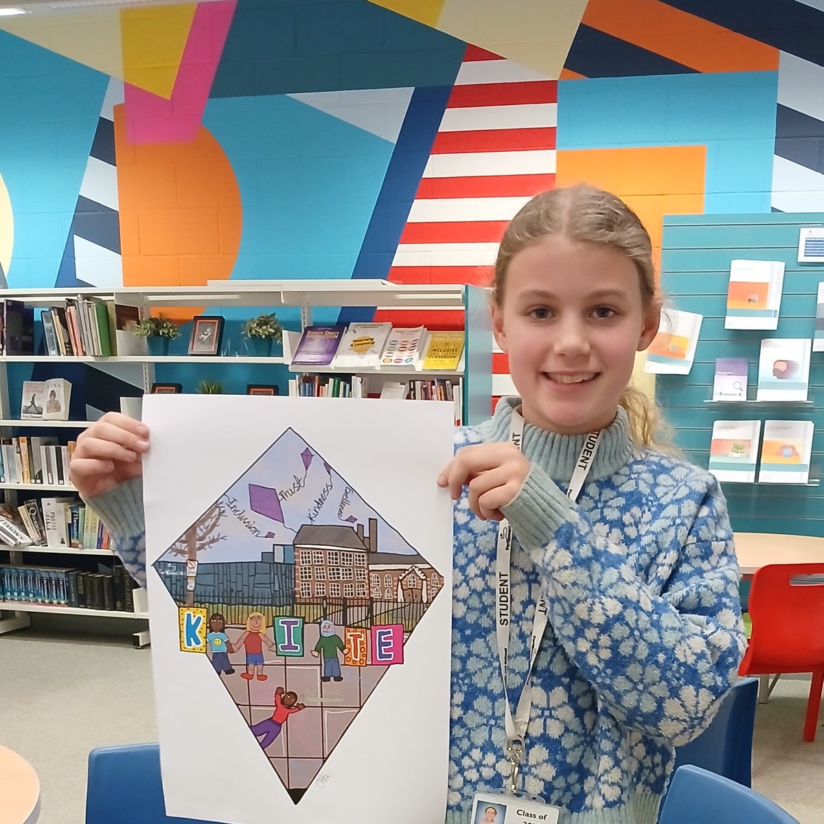 ParliHillSchool's tweet photo. And our second (and final) winner of the KITE values' drawing competition - Kindness/ Inclusion/ Trust / Excellence - is Otti, year 7! 

.
.
.
#kite #camden #school #winner @parli_people #art https://t.co/qY9YGJGUER