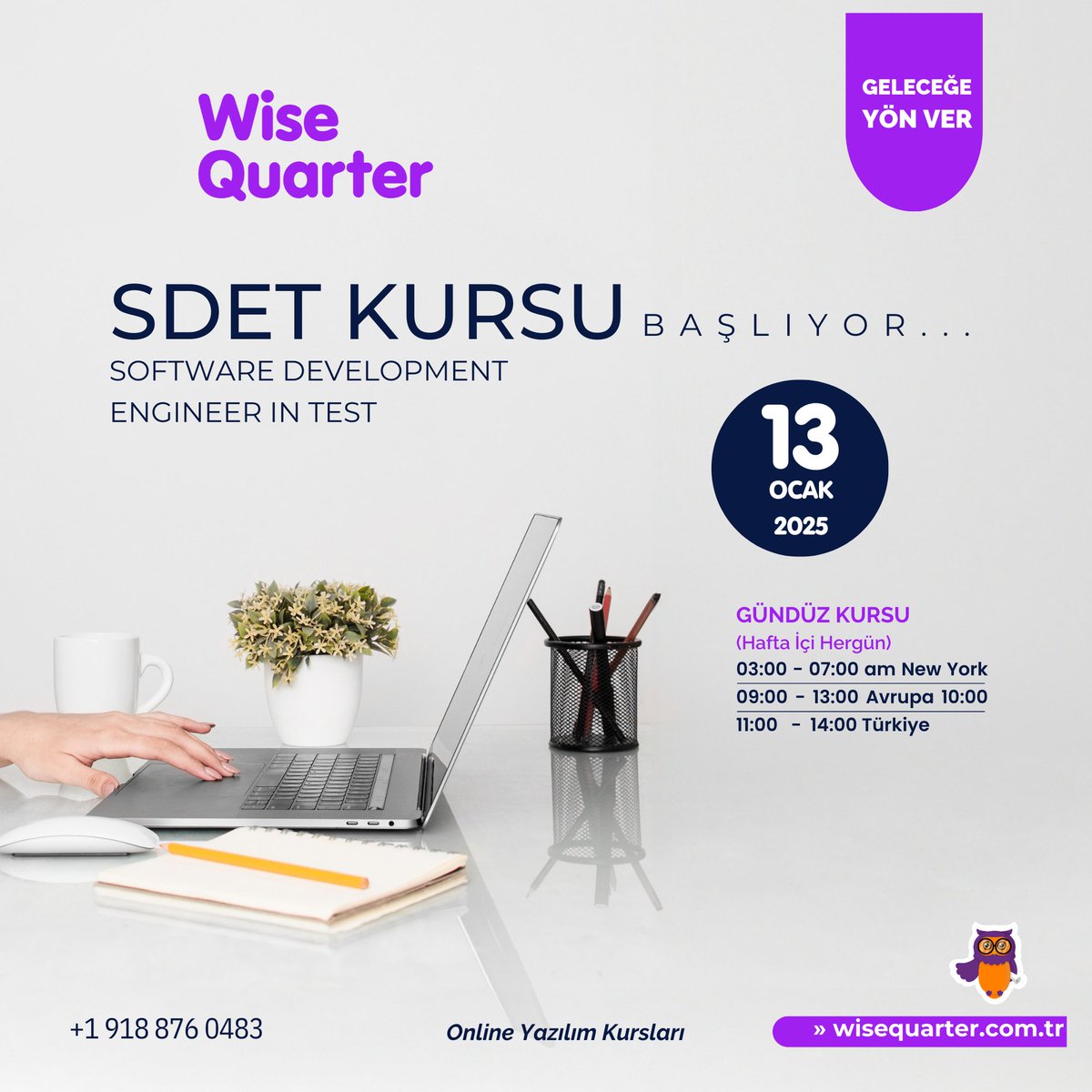 🎉 SDET Gündüz Kursu Başlıyor! 🚀

📅 Başlangıç: 13 Ocak 2025
💻 Java, Selenium, Test Otomasyonu
🛠 Uygulamalı Eğitim ve Gerçek Projeler
🔗 Hemen Kaydol: wisequarter.com
📞 +1 (918) 876-0483

#sdet #qa #MühendislikMeslekKanunu #SpotifyWrapped  #Bitcoin #FenerinYAPIsıTFF
