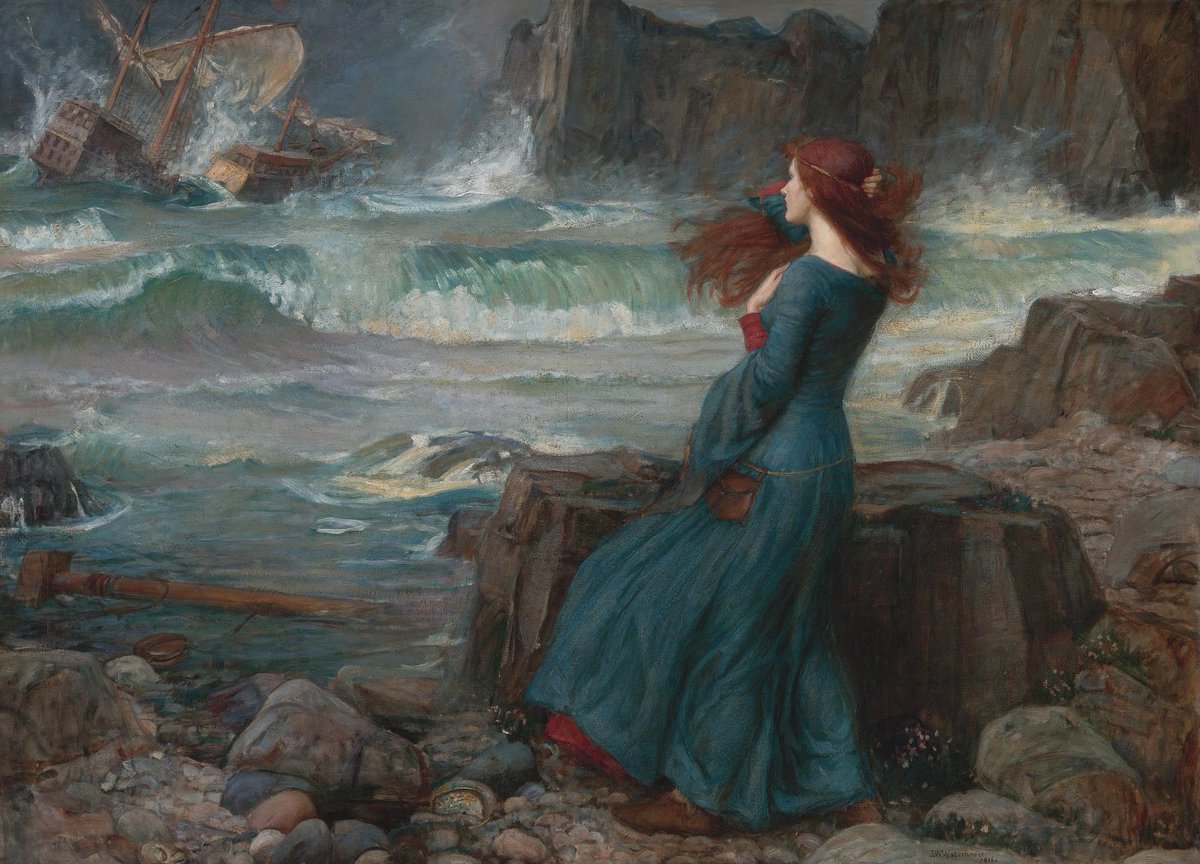 The Tempest, by English painter John William Waterhouse (1916). In private collection.