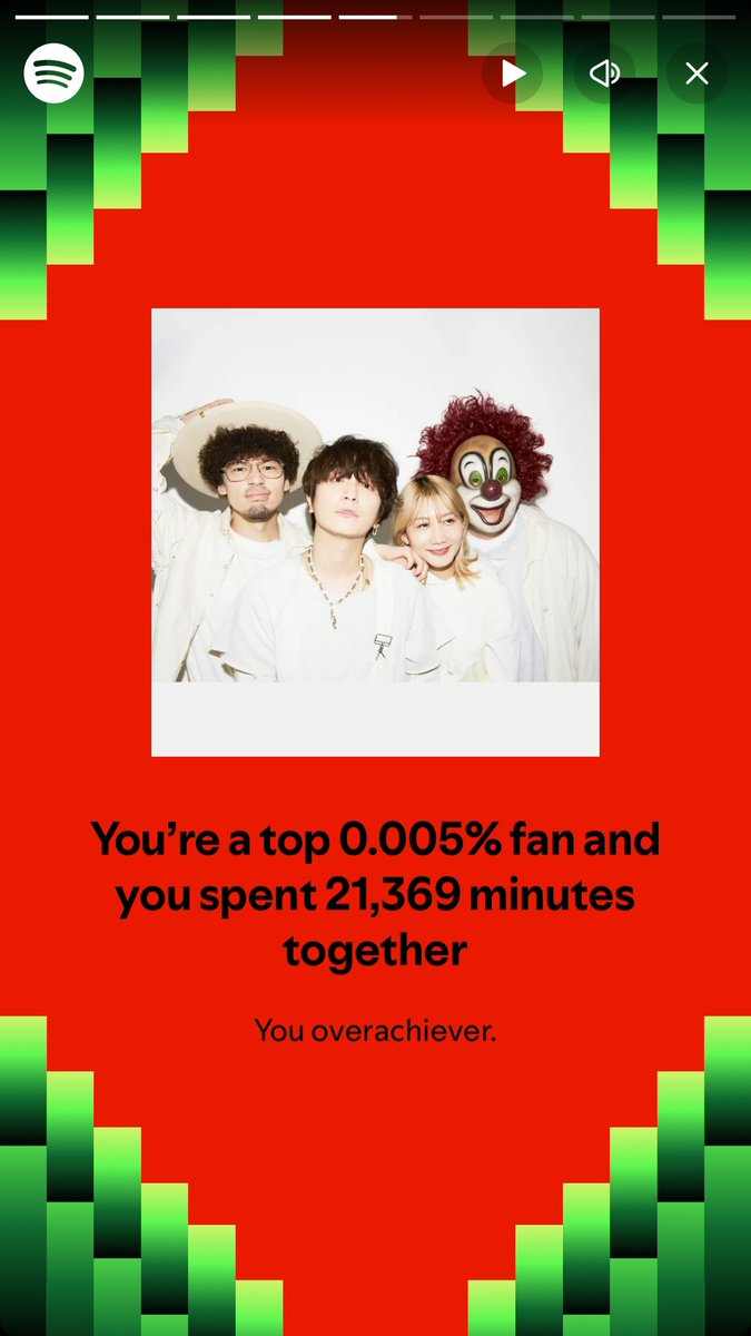 BriskDolphin's tweet photo. Spotifyが今年も集計してくれた結果！セカオワファンのトップ0.005%に入れた〜😆一番聴いてたのがRAINってのは意外だった。早くも来年のランキングが楽しみ♫

ストレス感じると愛犬をモフモフしに行くか深瀬くんの声を聴いて癒されるかで乗り切った2024年！

#SEKAINOOWARI 
#セカオワ https://t.co/NvhtN1KdXG