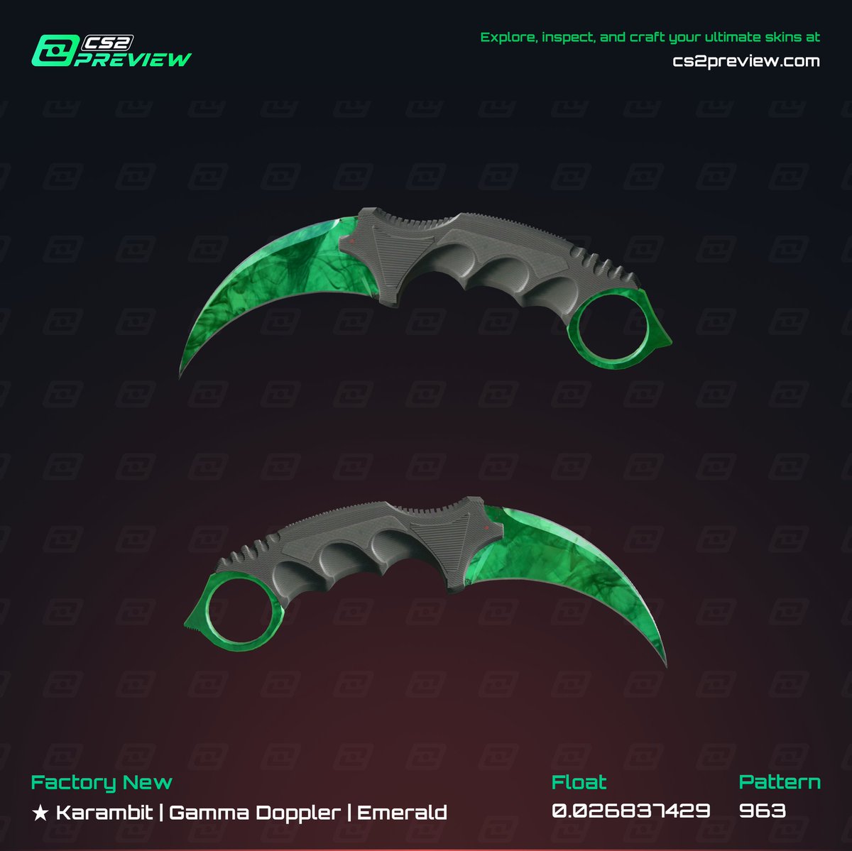CS2_preview's tweet image. Enjoy generating 4k Screenshots using our new screenshot generator. 👀
You can get 4k screenshots of Gloves, Weapons and knives. 😎
Try it out and send us your screenshots below 👇
cs2preview.com/screenshots