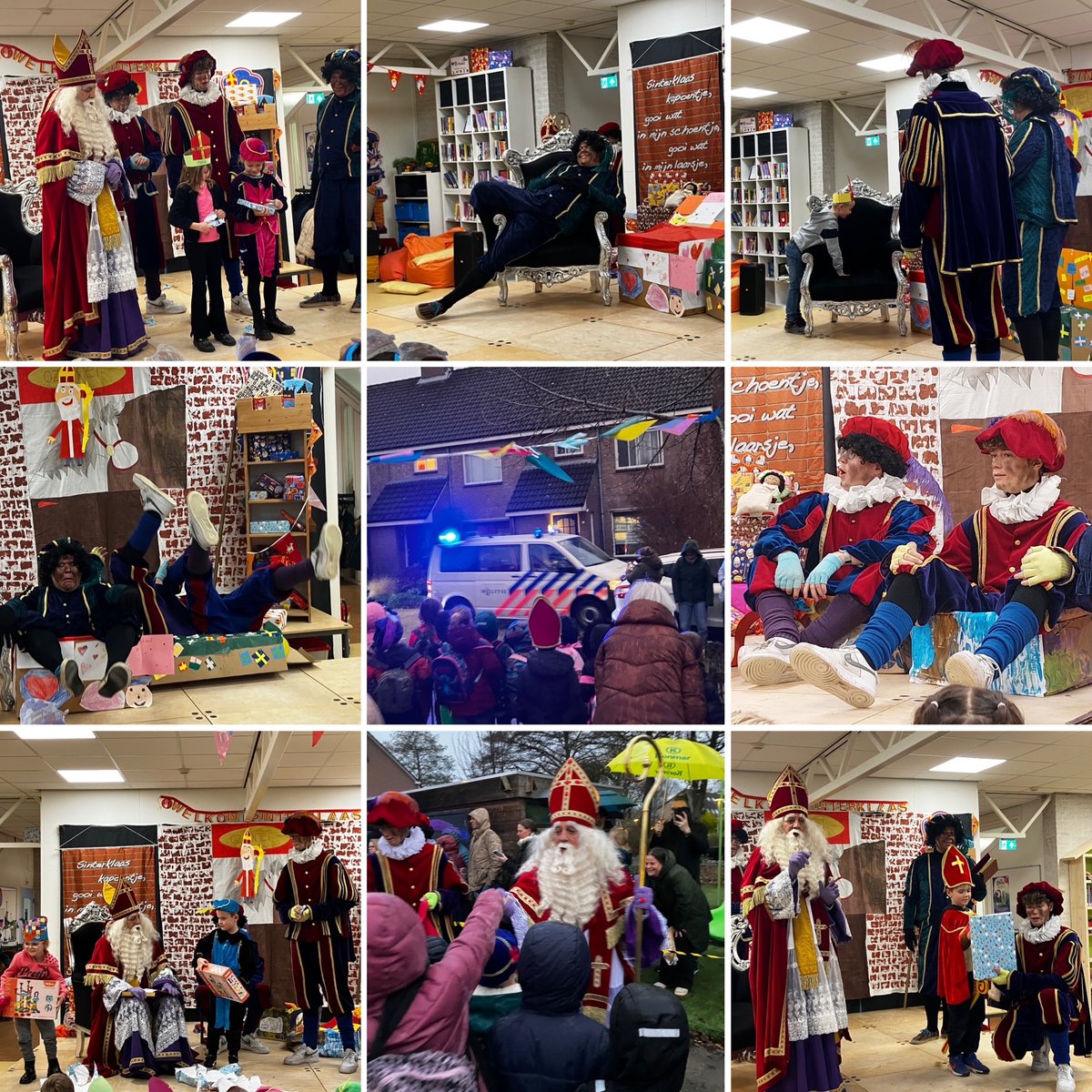 Sinterklaas is gelukkig aangekomen bij de Distelweg! Hij kwam wel met de politie, maar gelukkig was er niets ernstigs aan de hand! Het was weer een feestje op school!