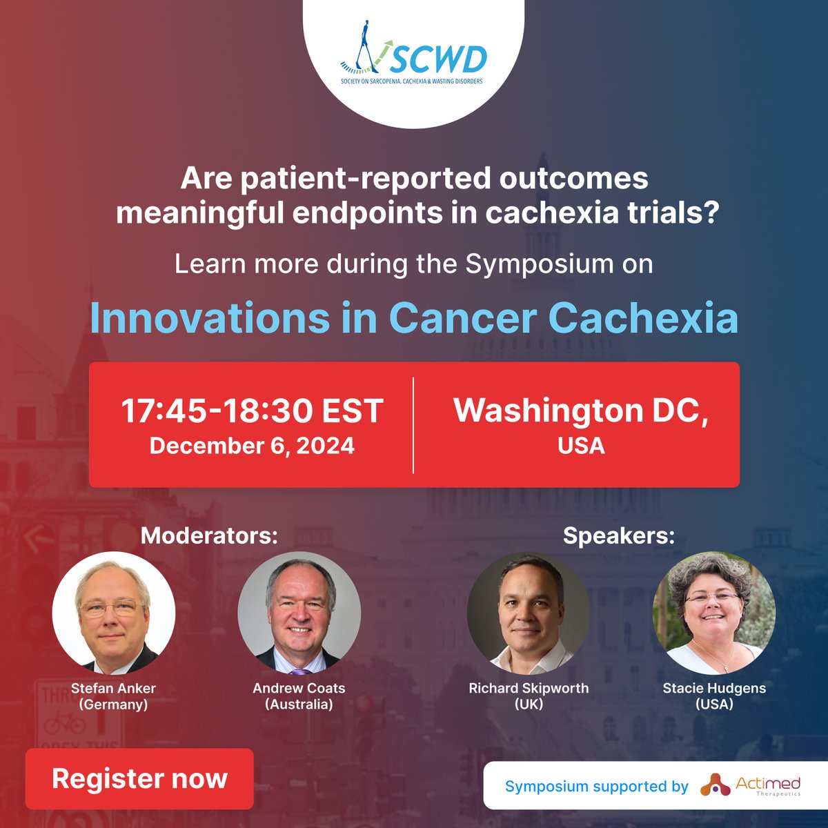 SCWDnews's tweet image. How are new pharmacological approaches improving #CancerCachexia care? Are patients reported outcomes meaningful endpoints in cachexia trials? 

Learn more during this Actimed sponsored interactive Symposium session during #SCWDconference2024

 #Sarcopenia #ActimedTherapeutics