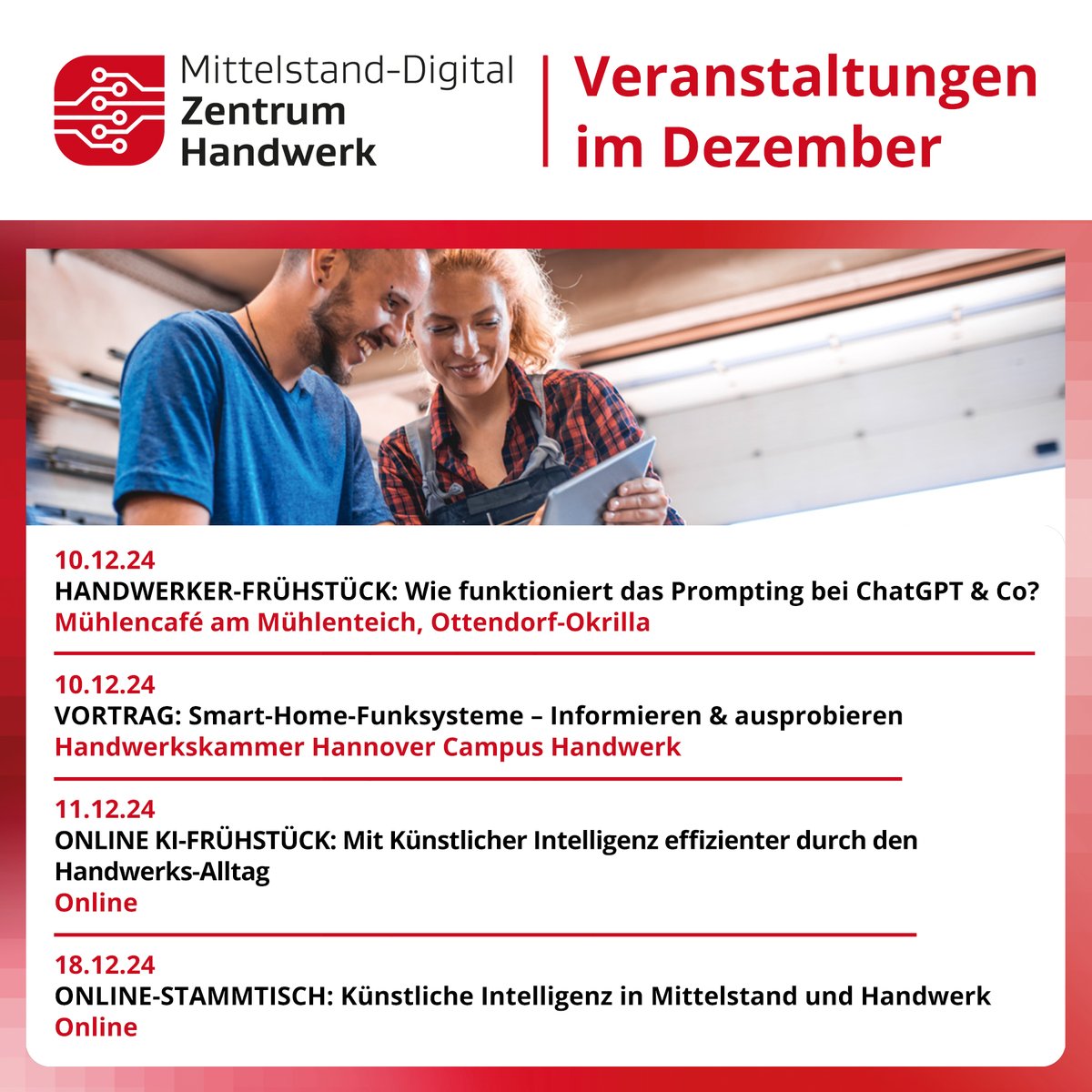 📅 Die Veranstaltungs-Highlights im Digitalen Handwerk für Dezember! Der Endspurt zum Jahresabschluss hat begonnen 💪🚀 handwerkdigital.de/Veranstaltungen