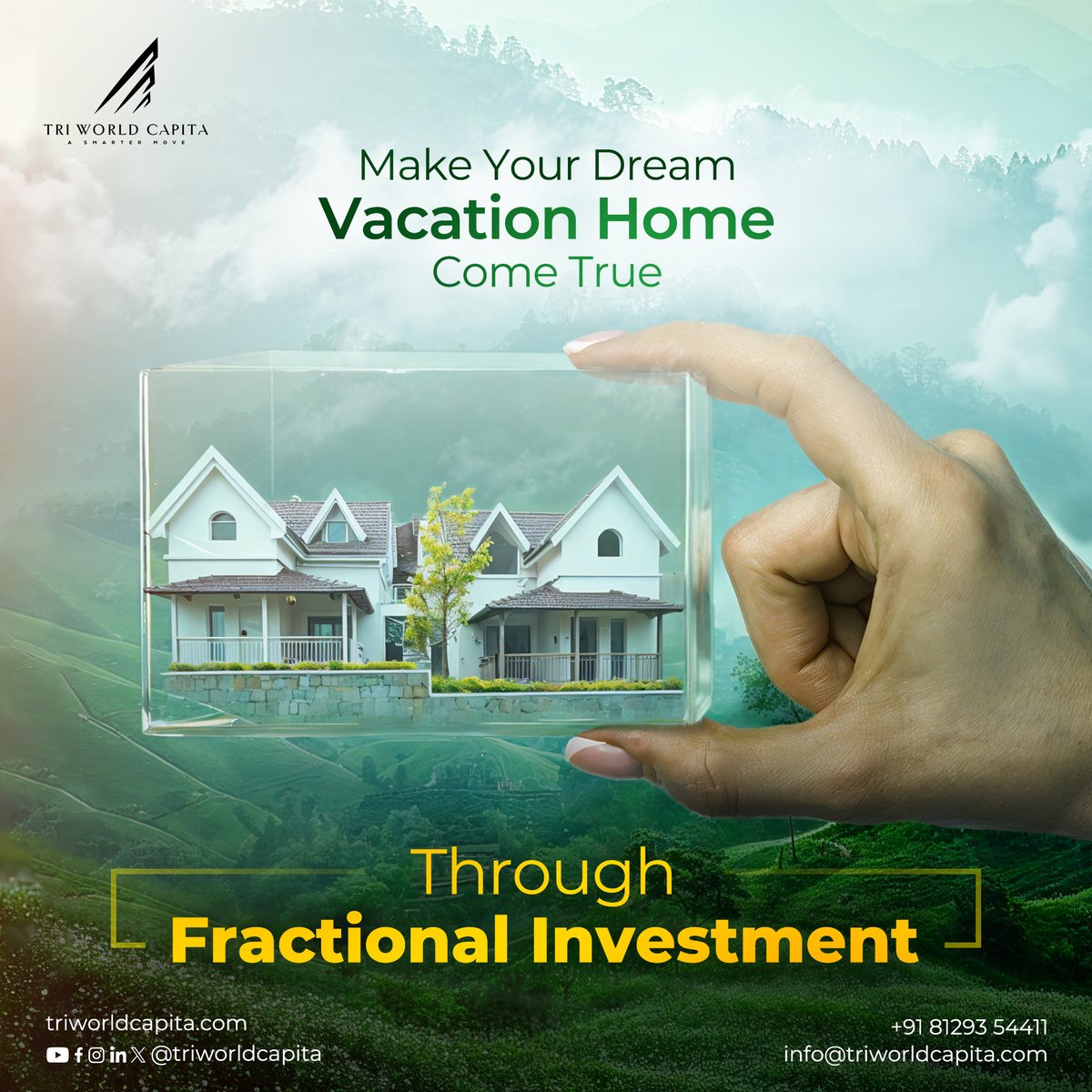 triworldcapita's tweet photo. Is it your dream to escape to the misty green hills of Kerala? If so, Tri World Capital has an exciting opportunity for you! Co-own a vacation home in the serene Kanthalloor area, a gem of Kerala tourism, through fractional investment. https://t.co/hZE2VLucNR