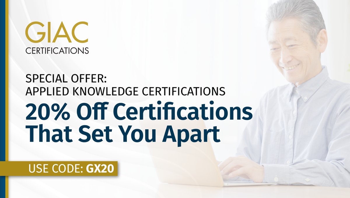 SANSInstitute's tweet photo. More than just technical skills—#GIAC's Applied Knowledge tests are rigorous and comprehensive, helping you master a range of cybersecurity topics. 

🔍 Learn more here and get 20% with the code GX20: https://t.co/LOYNcp7pU8

#CertifyGIAC #AppliedKnowledge https://t.co/D82y9rWxmm