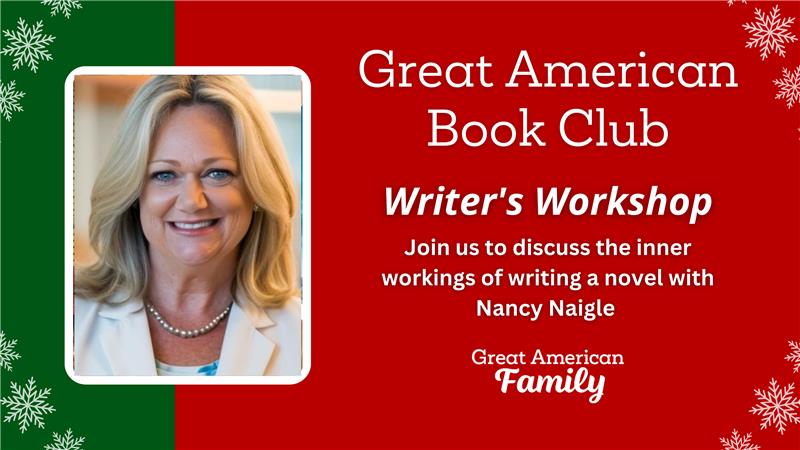GAfamilyTV's tweet photo. In lieu of Book Club this month, we are going to be doing a “Writer’s Workshop” with Nancy Naigle – talking about the inner workings of writing a novel with @nancynaigle on Monday, December 16 at 7/6! 

Join now at https://t.co/9aUKhvTDru https://t.co/M1Im4KnlGq